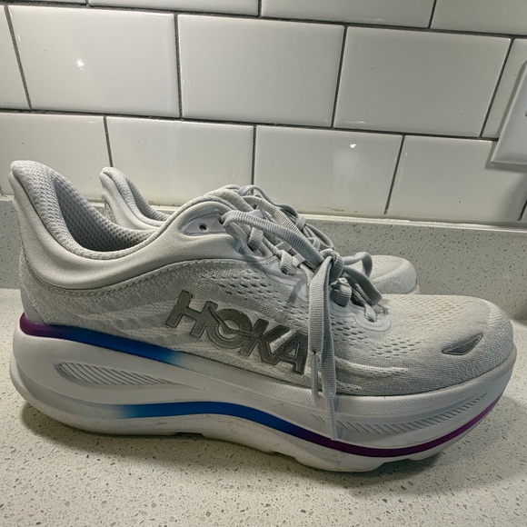 Hoka Bondi 9 Women's Gray and Purple Athletic Shoes Size 10.5 - Picture 3 of 7